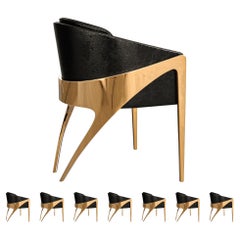 Stuhl "Amalfi", Achtergruppe, mit Bronze und maßgeschneidertem Leder, Istanbul