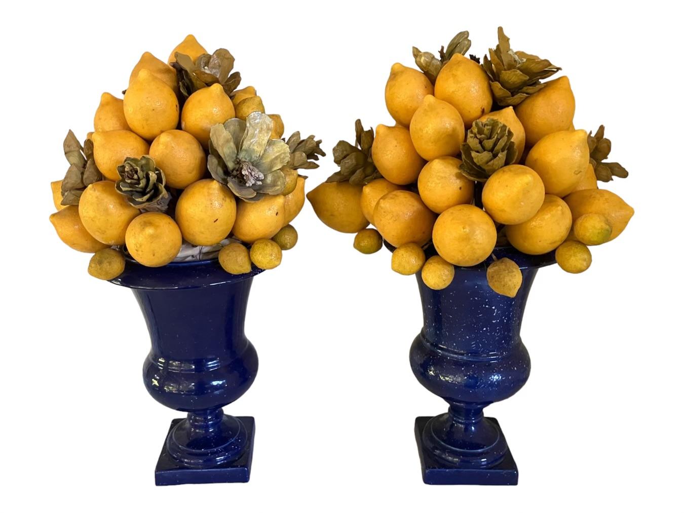 Costa de Amalfi Limones en jarrones azules de imitación piedra en venta 2
