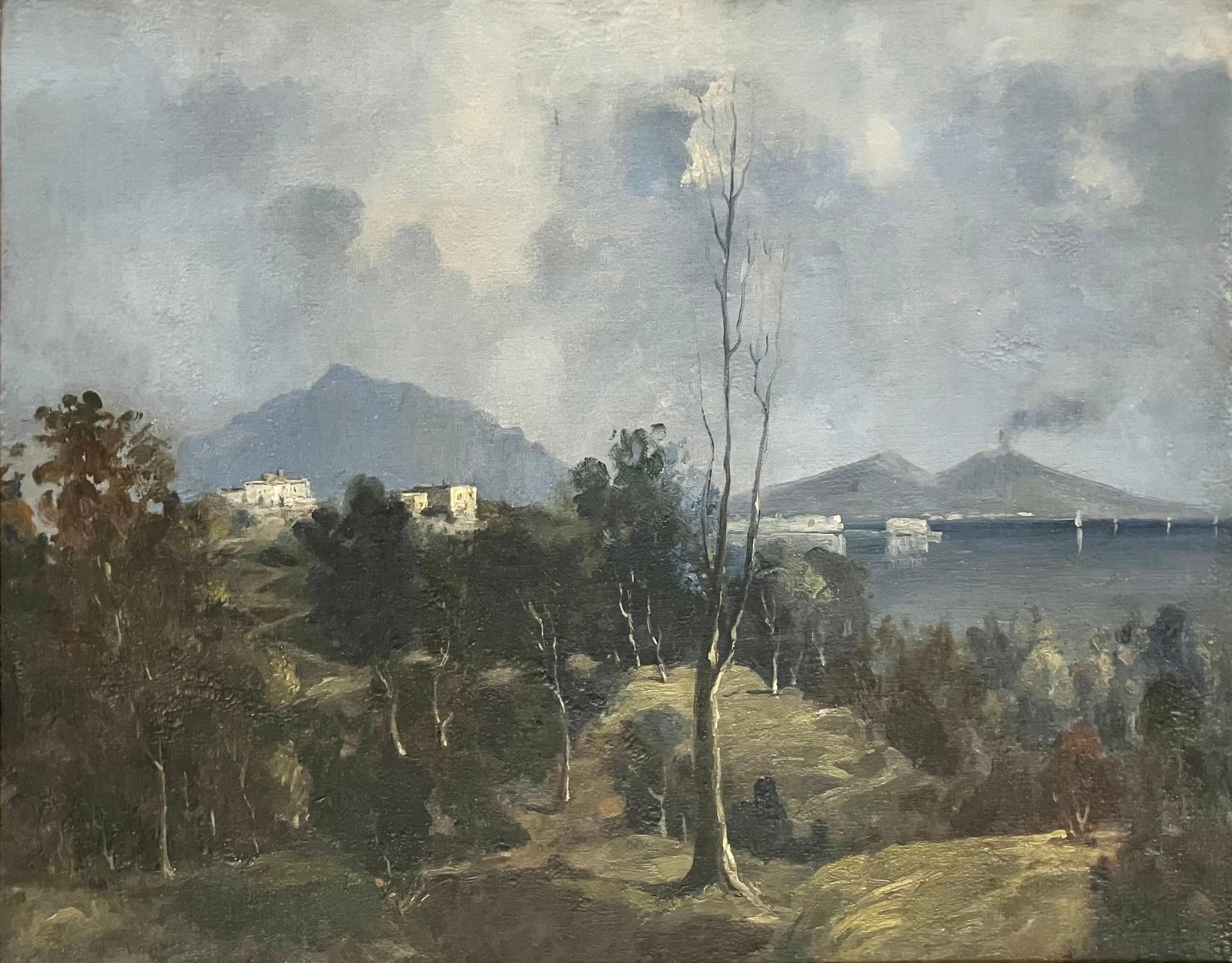 Italian Amalfi Coast with Vesuvius For Sale