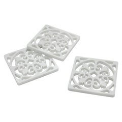 Coaster Barware White Carrara Marble Majolica Pattern Fatto a mano Italia da collezione