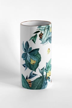 Amalfi, Contemporary Porcelain Vase with Decorative Design by Vito Nesta