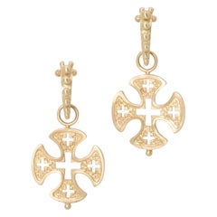 Amalfi Cross Drop Earrings in 18 Karat Gold