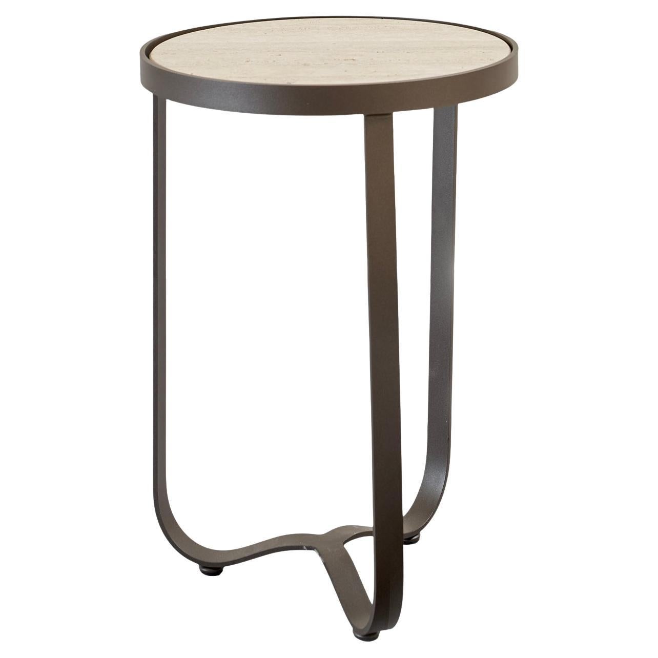 Amalfi Gray Round Outdoor Side Table by Studio 63 in Stainless Steel