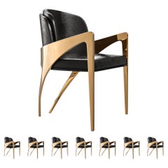 Stuhl "Amalfi", Achtergruppe, mit Bronze und maßgeschneidertem Leder, Istanbul