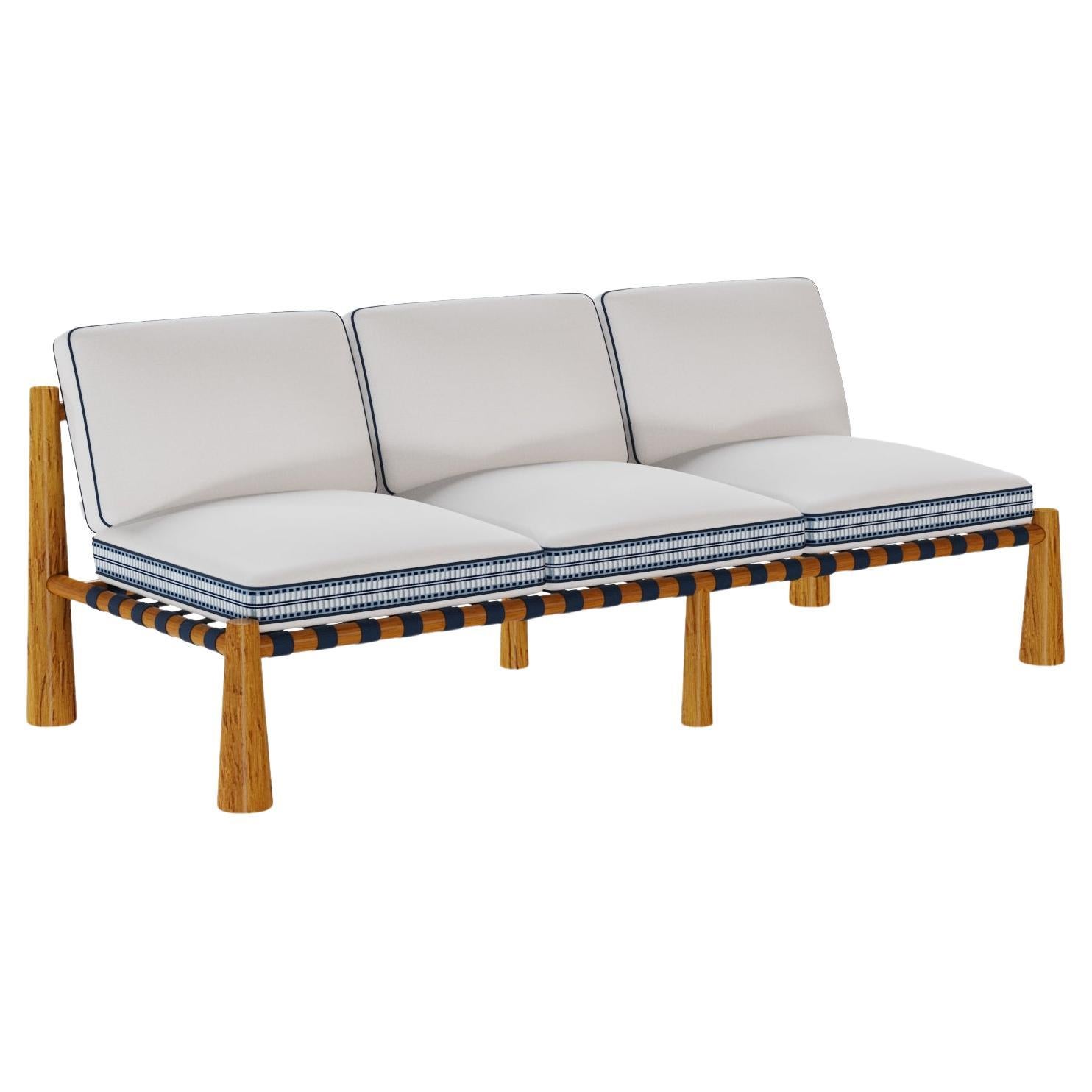 Amalfi Outdoor Sofa in Iroko Wood with Leather Cord Detailing