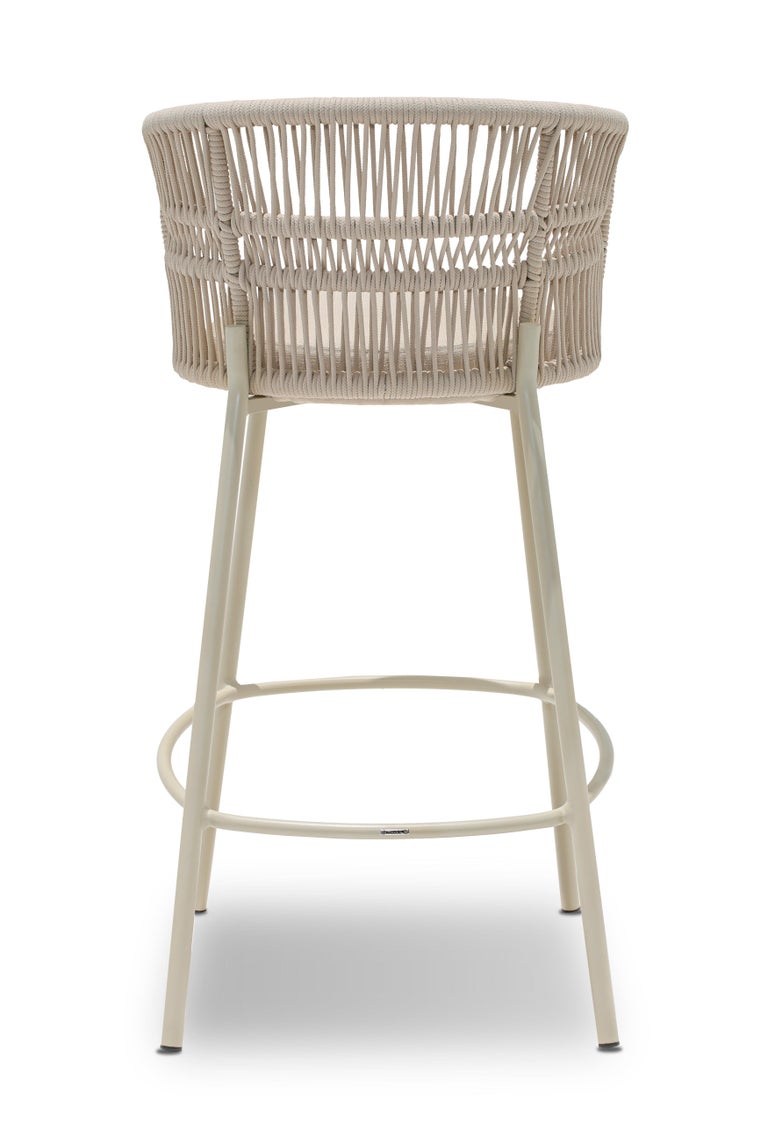 Amalfi Outdoor Stool in Aluminum and Handmade Nautical Rope For Sale at ...