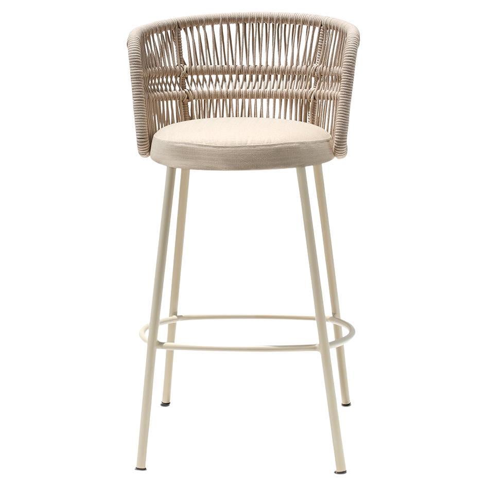 "Amalfi" Outdoor Stool in Aluminum and Handmade Nautical Rope For Sale