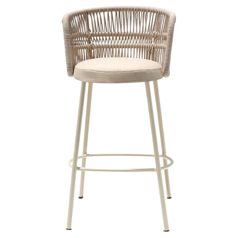 Amalfi Outdoor Stool in Aluminum and Handmade Nautical Rope For Sale at ...