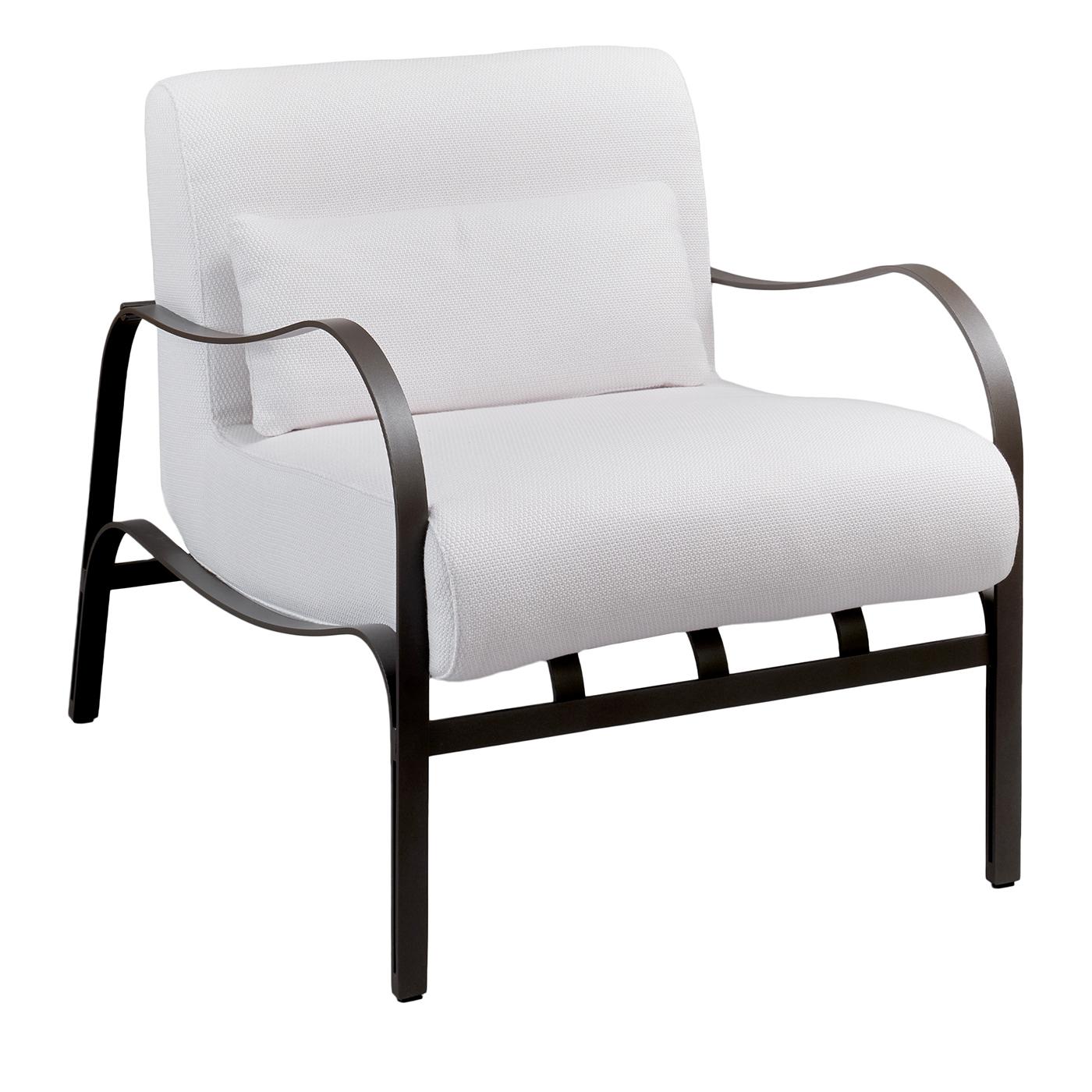 Amalfi White and Gray outdoor Armchair by Studio 63 in Stainless Steel In New Condition For Sale In Milan, IT