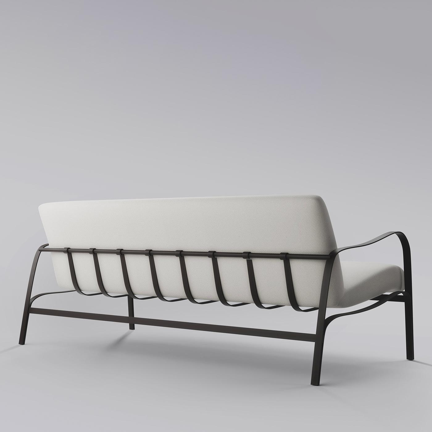Amalfi White and Gray Outdoor Sofa by Studio 63 in Stainless Steel In New Condition For Sale In Milan, IT