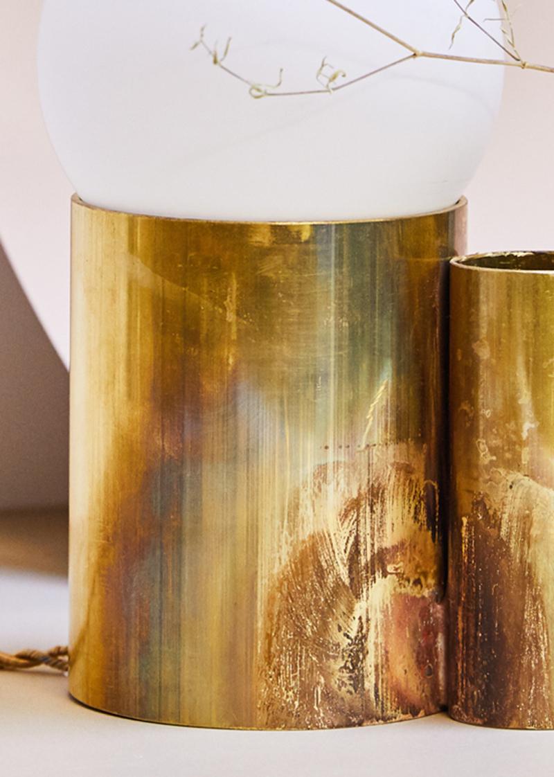 Modern Amalgam II, Brass Table Lamp Signed by Pia Chevalier For Sale