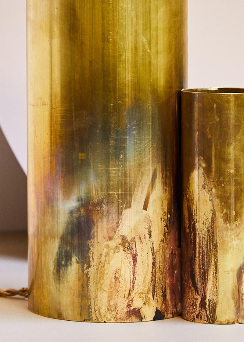 French Amalgam II, Brass Table Lamp Signed by Pia Chevalier For Sale