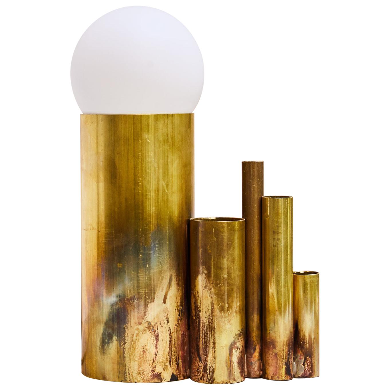 Amalgam II, Brass Table Lamp Signed by Pia Chevalier For Sale