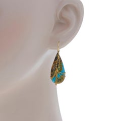 Amáli 18k Yellow Gold Black Diamond And Turquoise Drop Earrings
