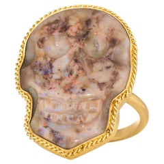 Amáli Carved Andamooka Opal Skull Ring