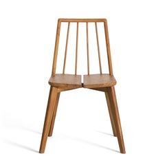 Amali Dining Chair Handmade in Teak Linen Cushion Scandi Style, In Stock