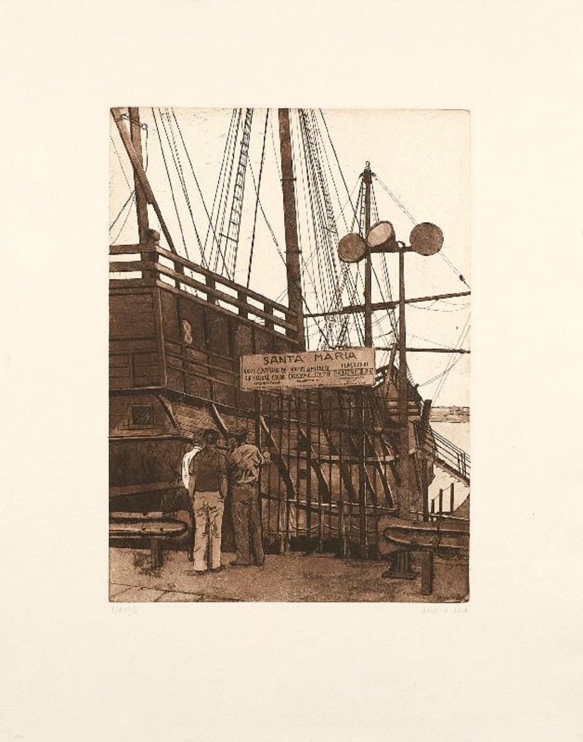 Amalia Avia (Spain, 1939)
'Carabel Santa María', 1982
etching and aquatint on paper, edition of 6
16.6 x 12.3 in. (42 x 31 cm.)
Unframed, Hand-signed by author

Amalia Avia, Biography
Amalia Avia Peña was born on April 23, 1930, in Santa Cruz de la