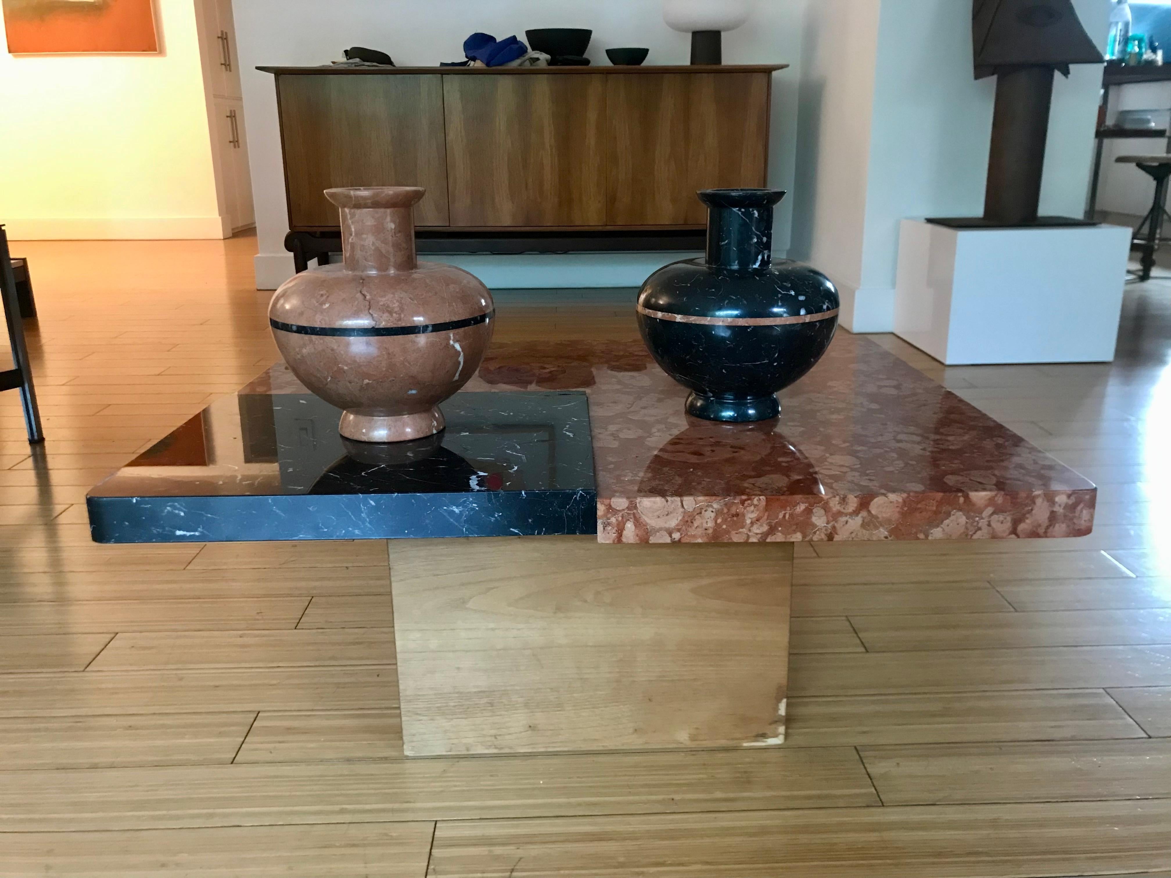 Fossilized Marble Table + Two Vases Amalia Schultless For Sale 13