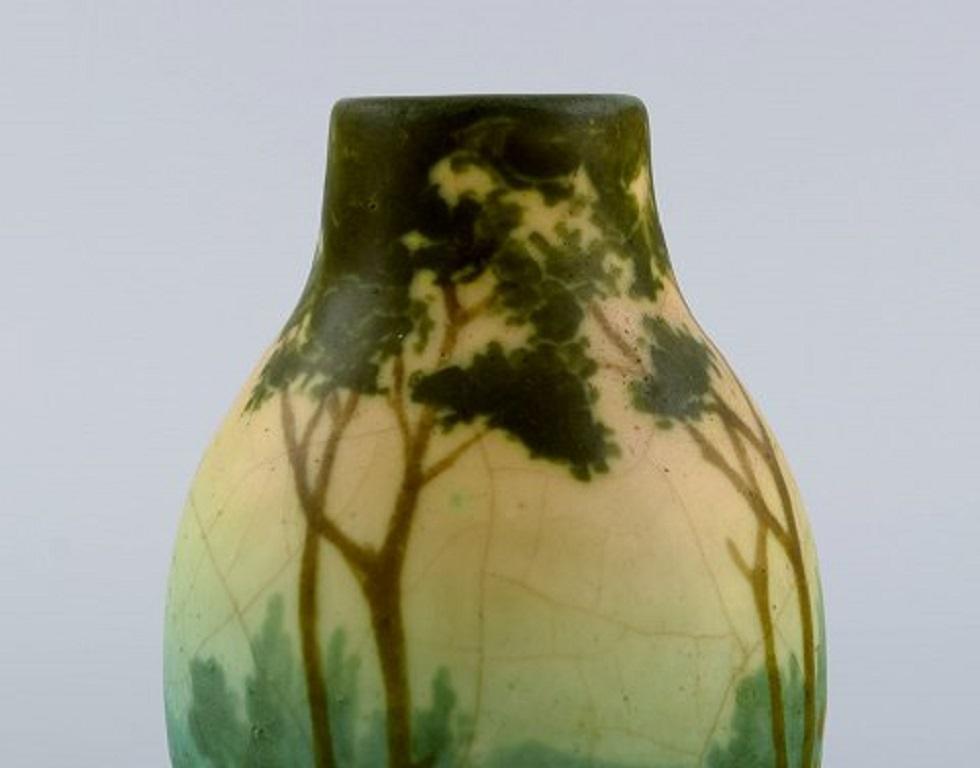 Amalric Walter for Nancy, Rare Vase in Ceramics with River Landscape In Excellent Condition For Sale In Copenhagen, DK