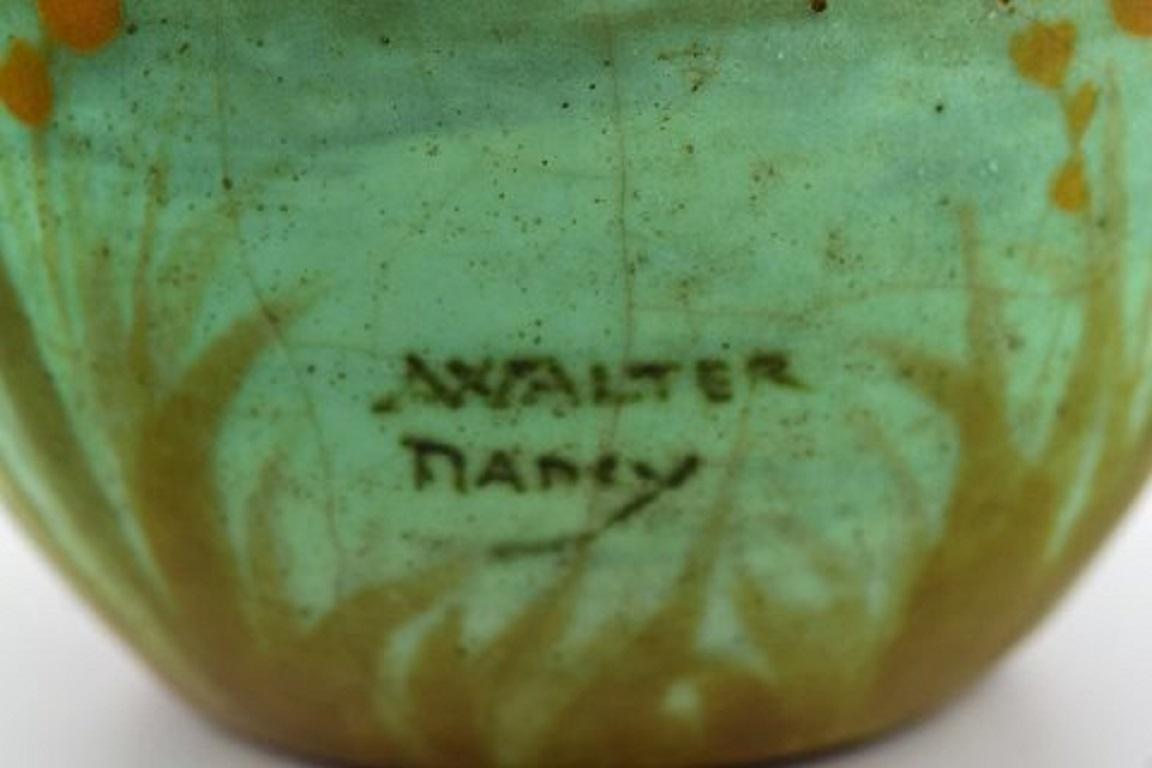 Late 19th Century Amalric Walter for Nancy, Rare Vase in Ceramics with River Landscape For Sale