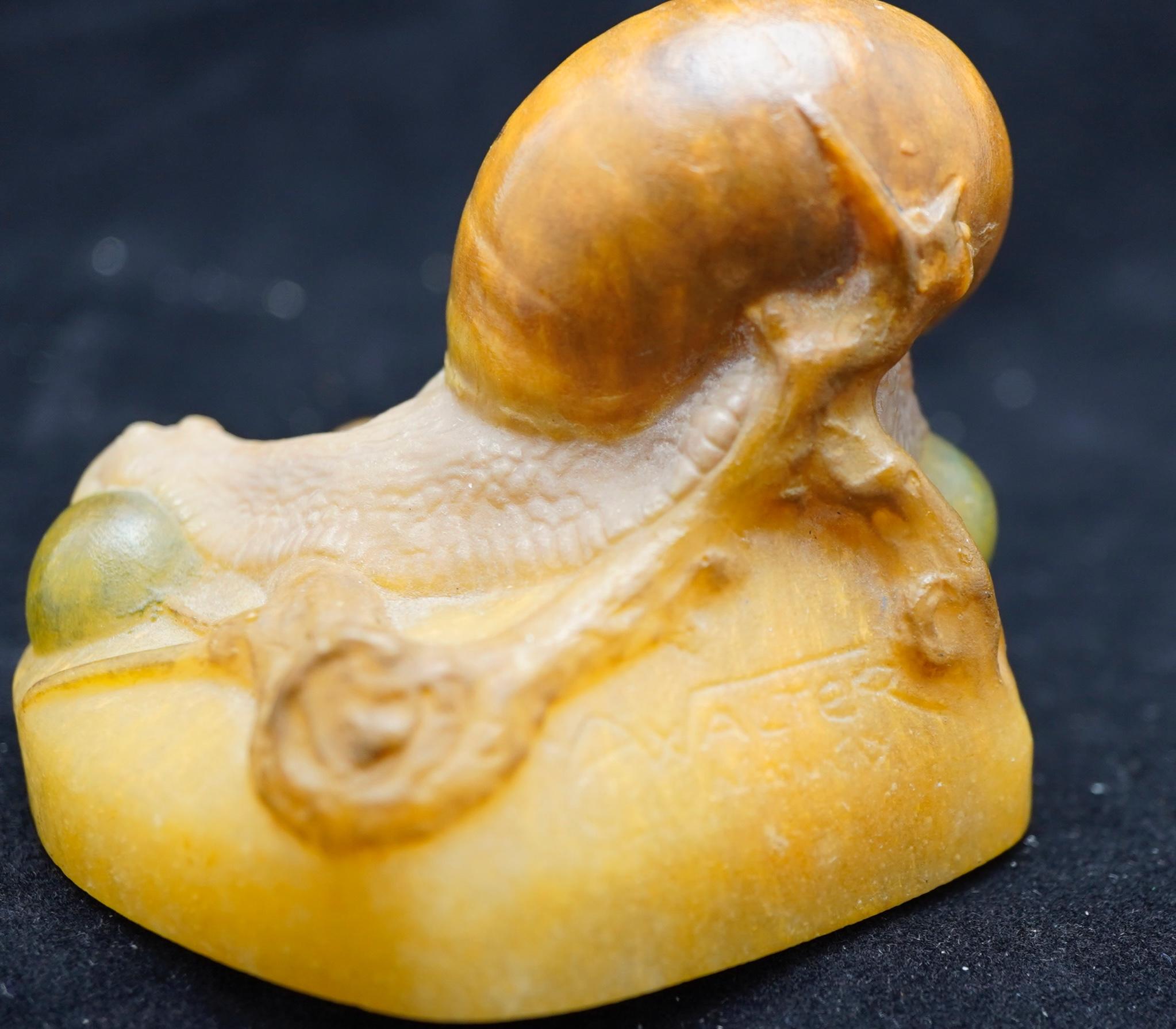 French Amalric Walter and Henri Berge  Pate de Verre Snail Paperweight  For Sale