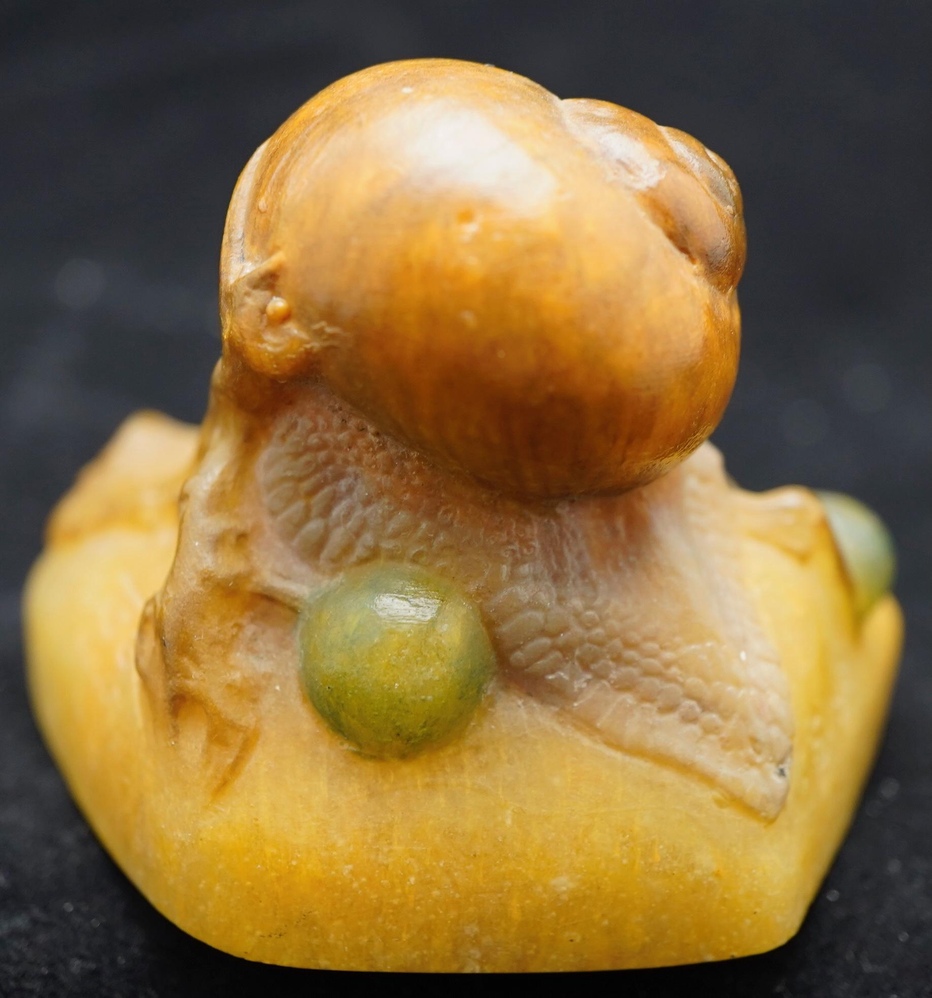 Cast Amalric Walter and Henri Berge  Pate de Verre Snail Paperweight  For Sale