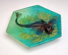 Amalric Walter & Henri Bergé Nancy Art Déco Pâte de Verre Bowl with Fish