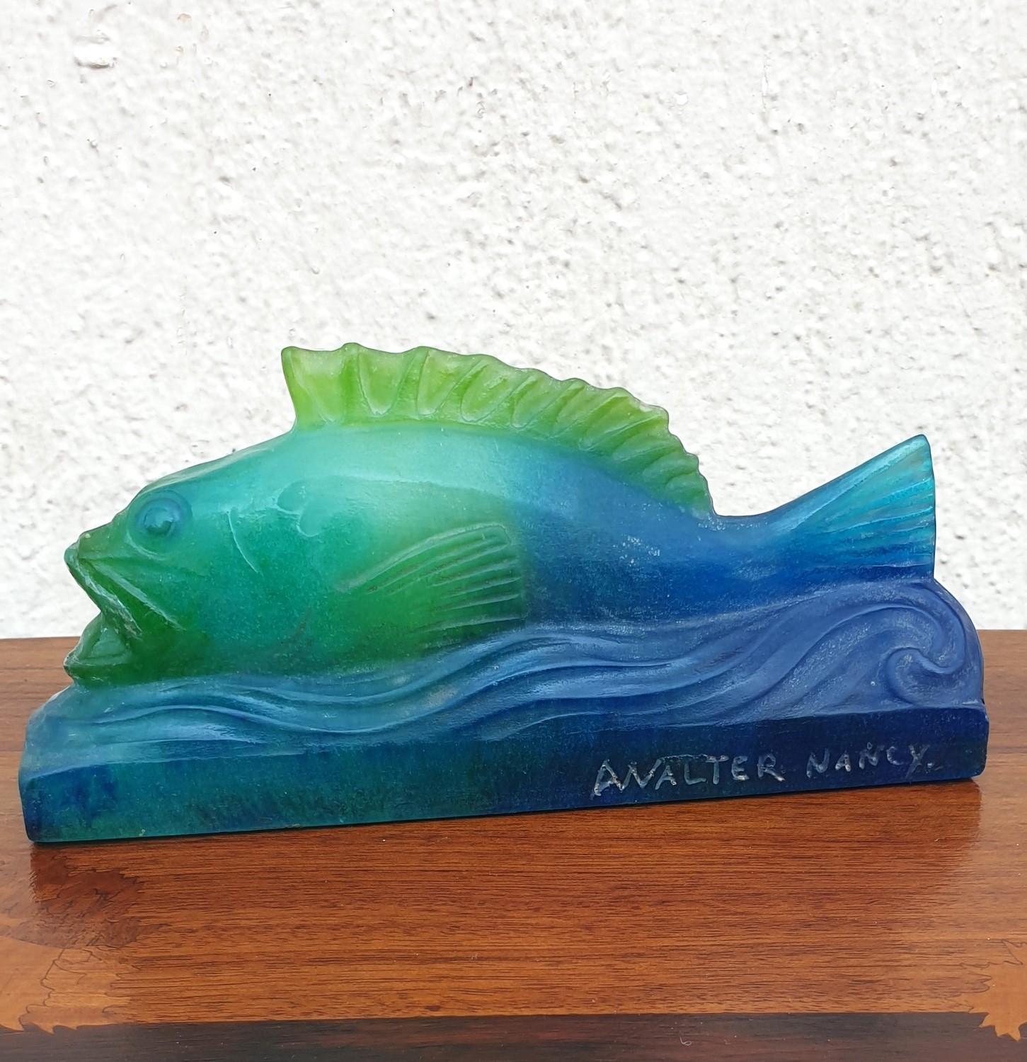 Art Nouveau Amalric Walter Nancy, Fish In Glass Paste, Early 20th Century For Sale