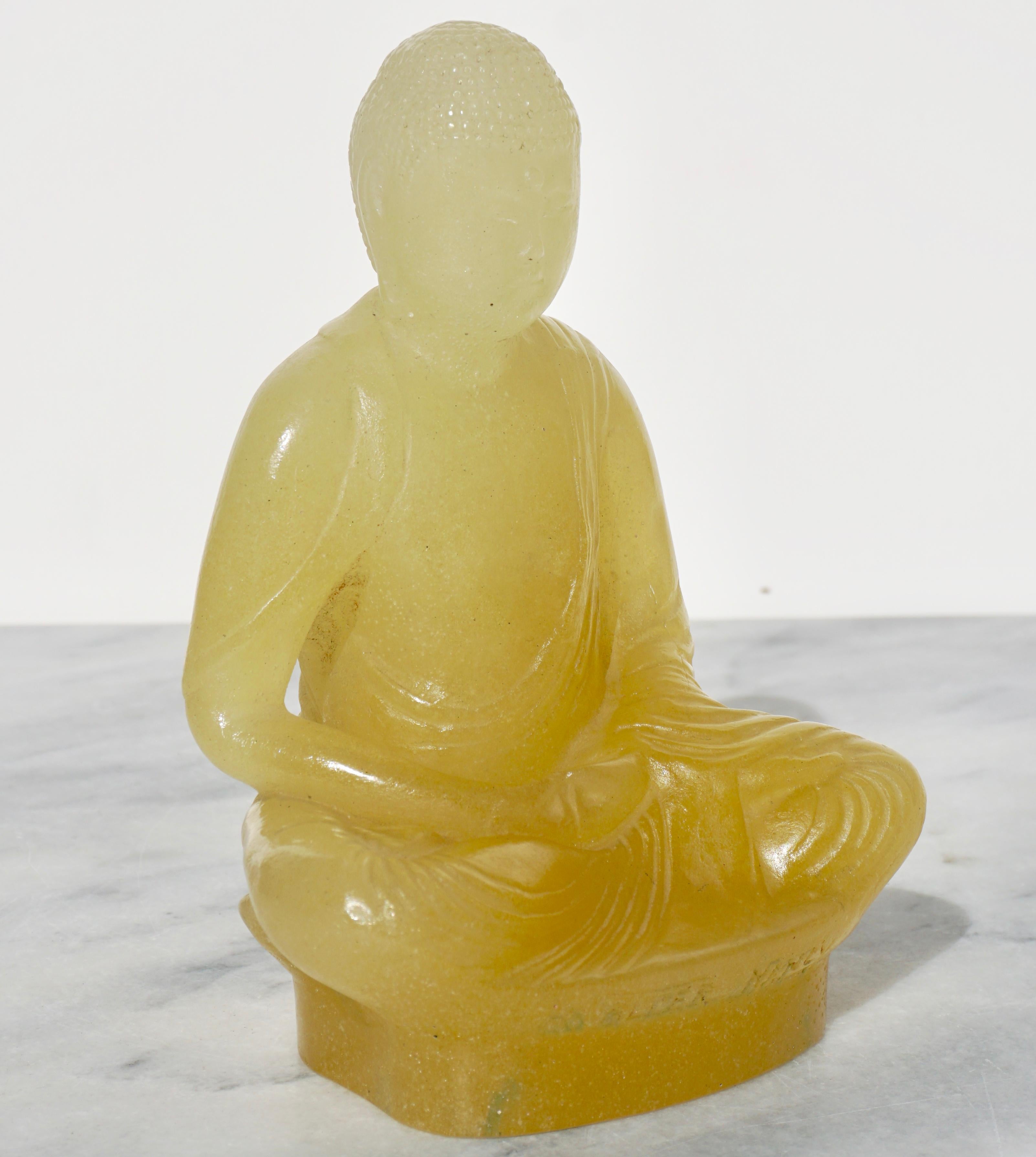 Amalric Walter (français, 1870-1959)

A wonderful energetic Glass or Chrystal Shakyamuni Buddha by Almeric Walter from the Art Nouveau, Art Deco period circa 1920. These Buddha figures are rare as most Walter Pate de Verre models. Why copper or