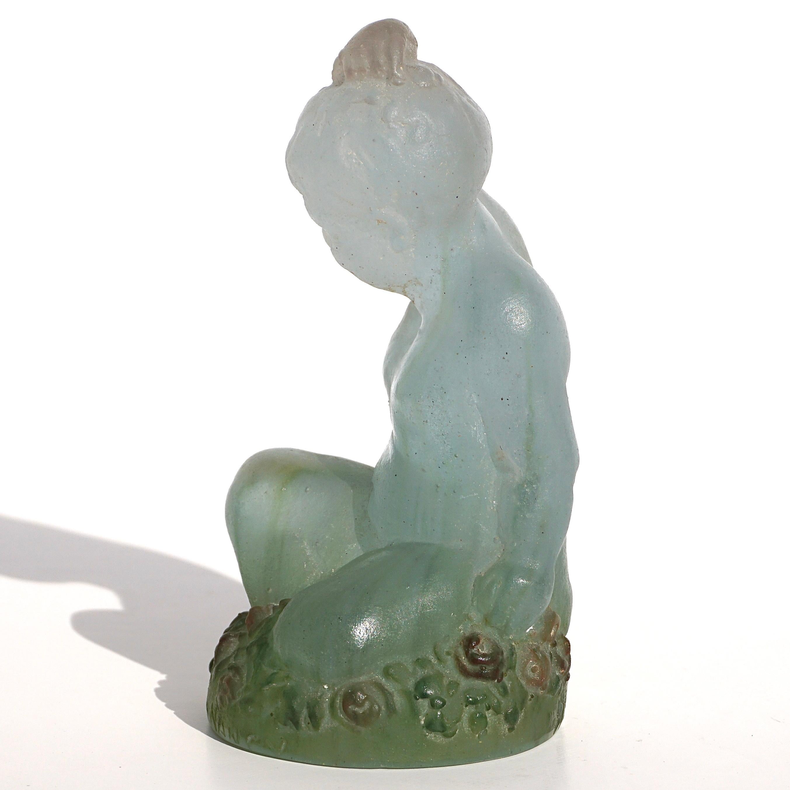 French Amalric Walter Pate De Verre Nude Boy Figure For Sale