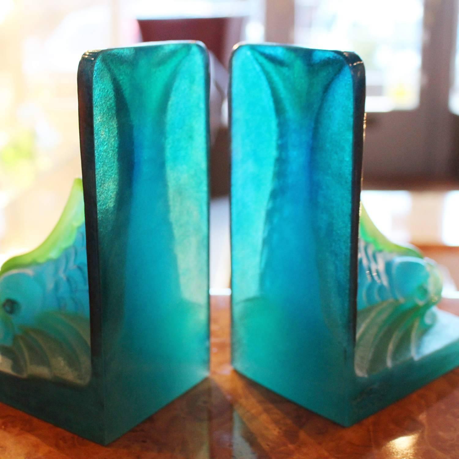 Amalric Walter Pâte de Verre Bookends In Excellent Condition In Forest Row, East Sussex