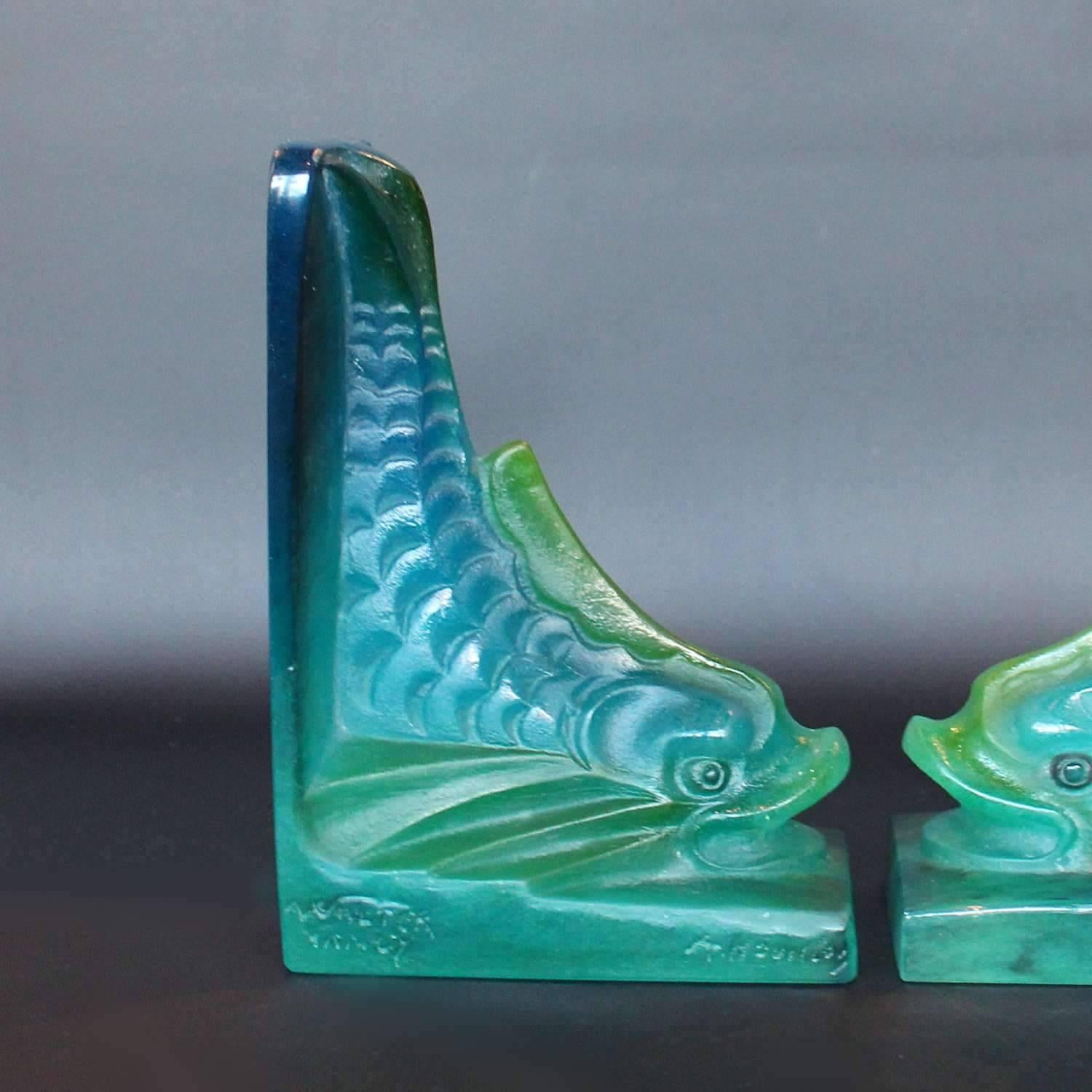 Glass Amalric Walter Pâte de Verre Bookends