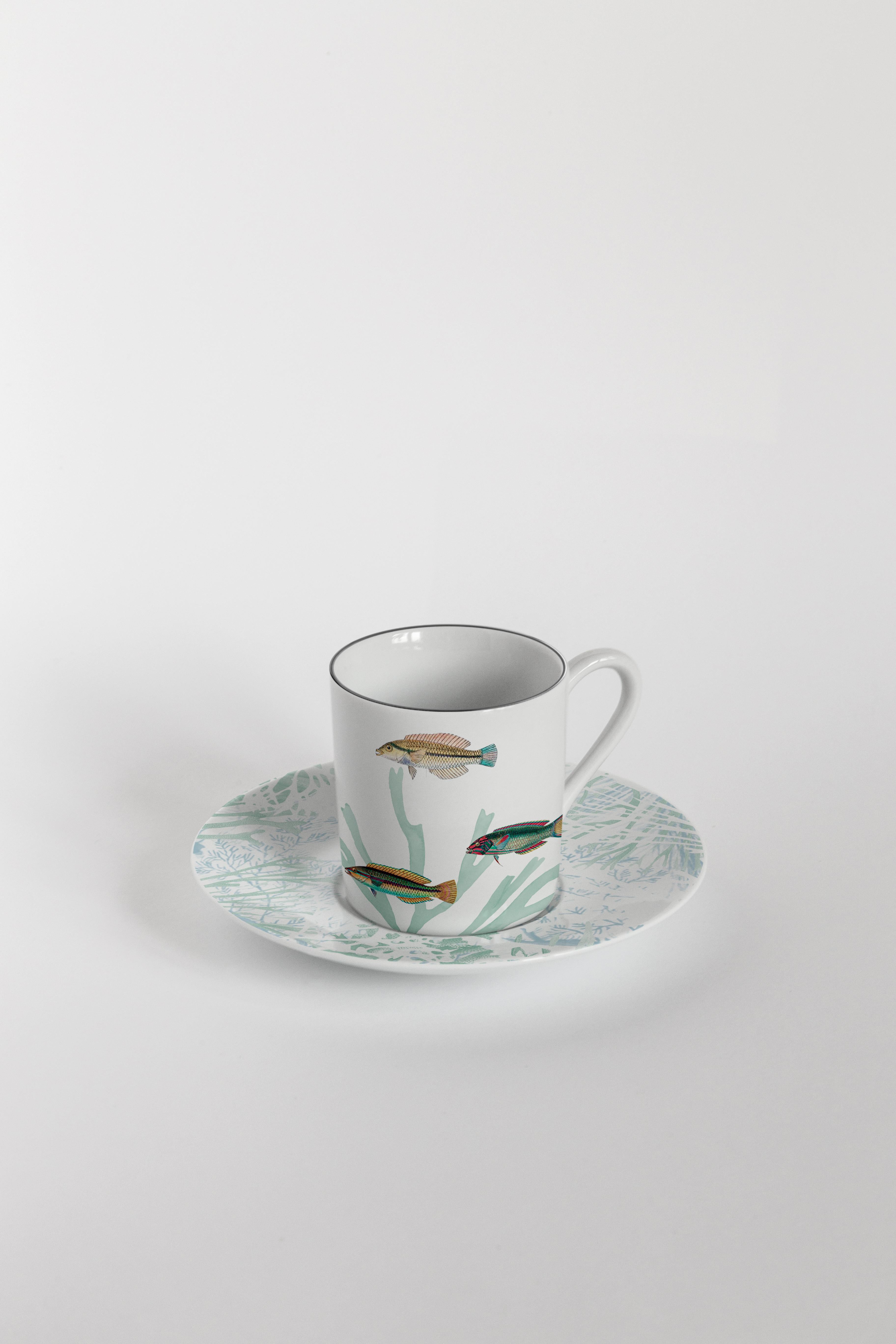 Porcelaine Amami:: service à café avec six porcelaines contemporaines au design décoratif en vente