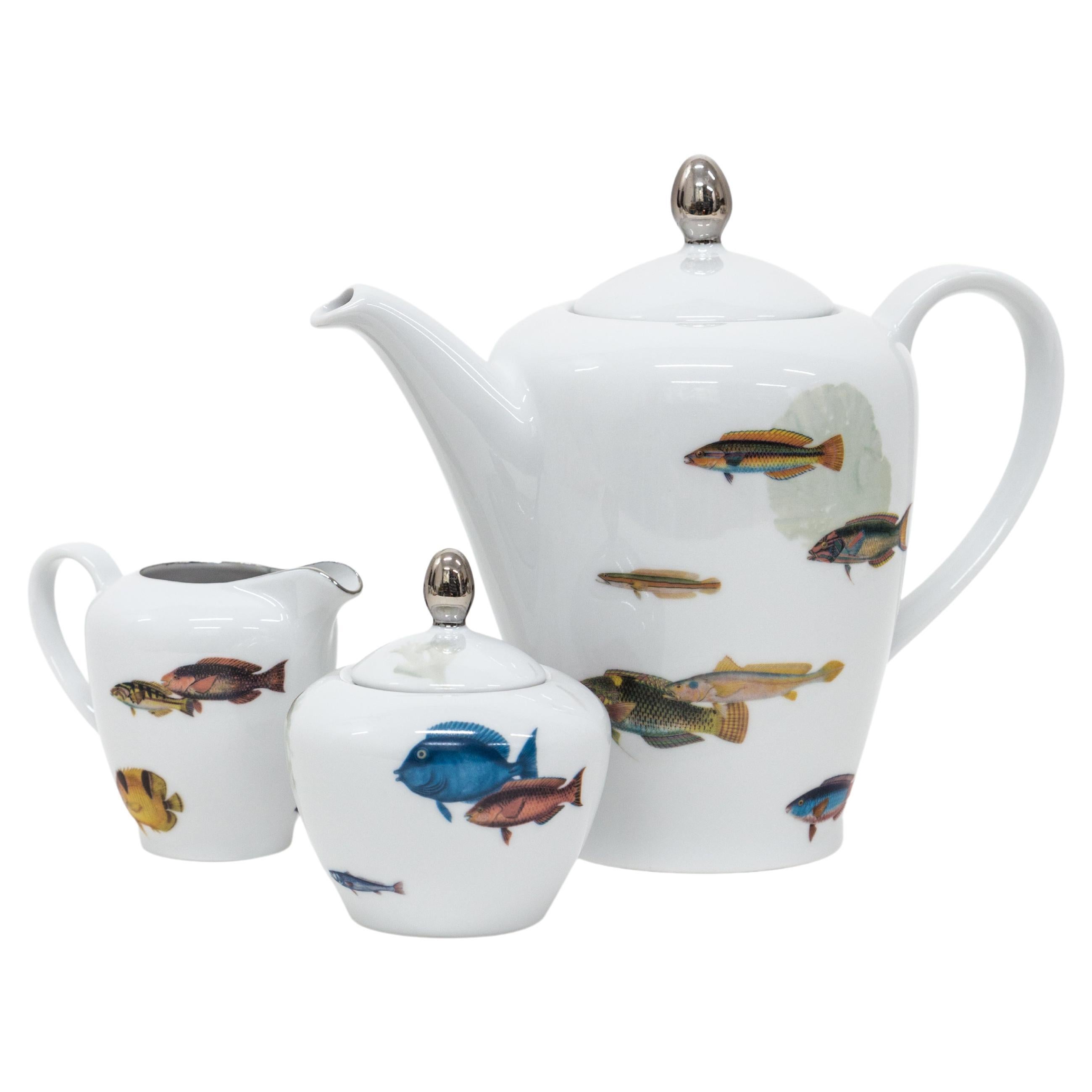 Amami, Contemporary Decorated Porcelain Tea Time Set by Vito Nesta For Sale