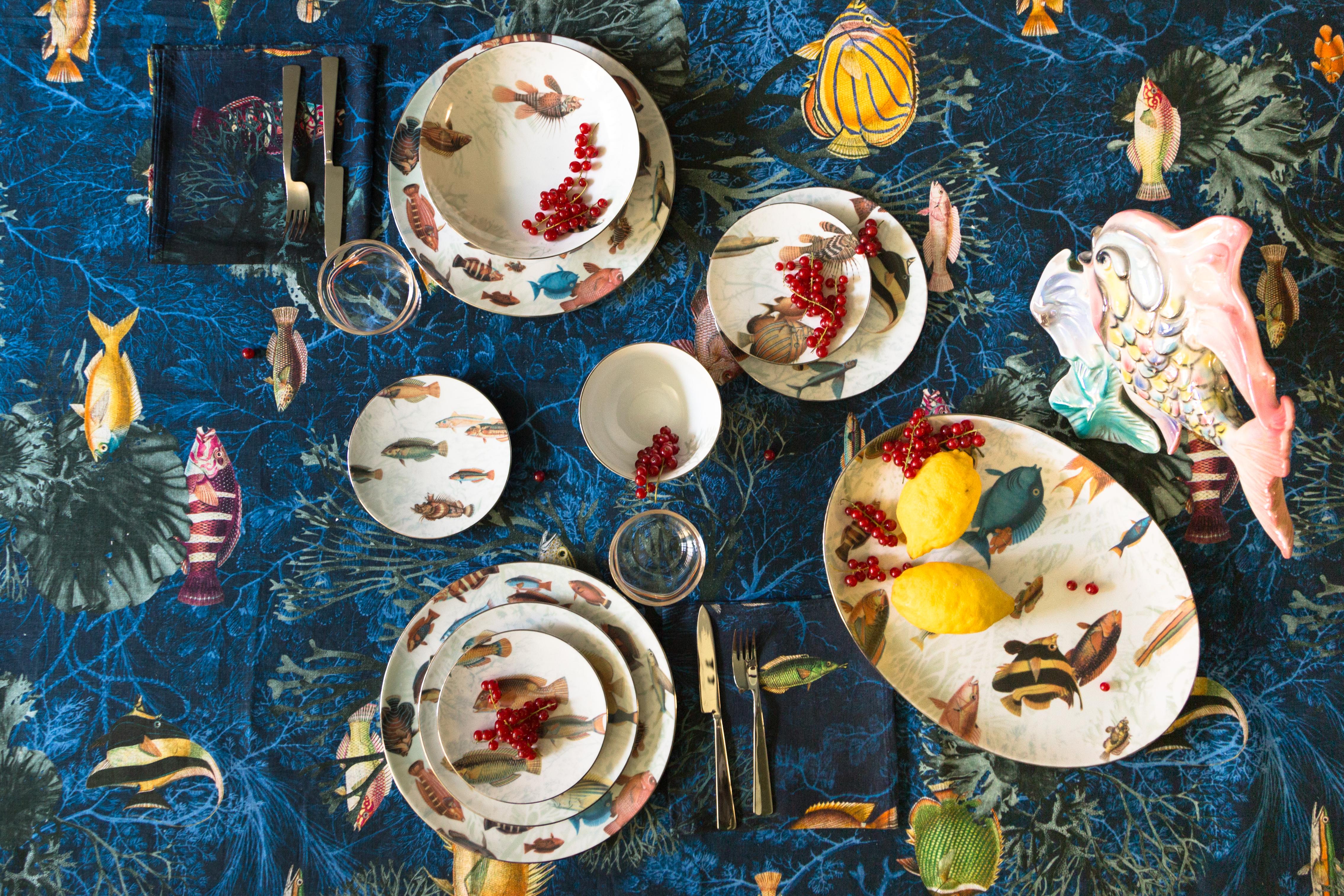 Amami, toile de table en lin contemporaine avec 6 serviettes par Vito Nesta en vente 1