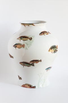 Amami, Contemporary Porcelain Vase with Decorative Design by Vito Nesta