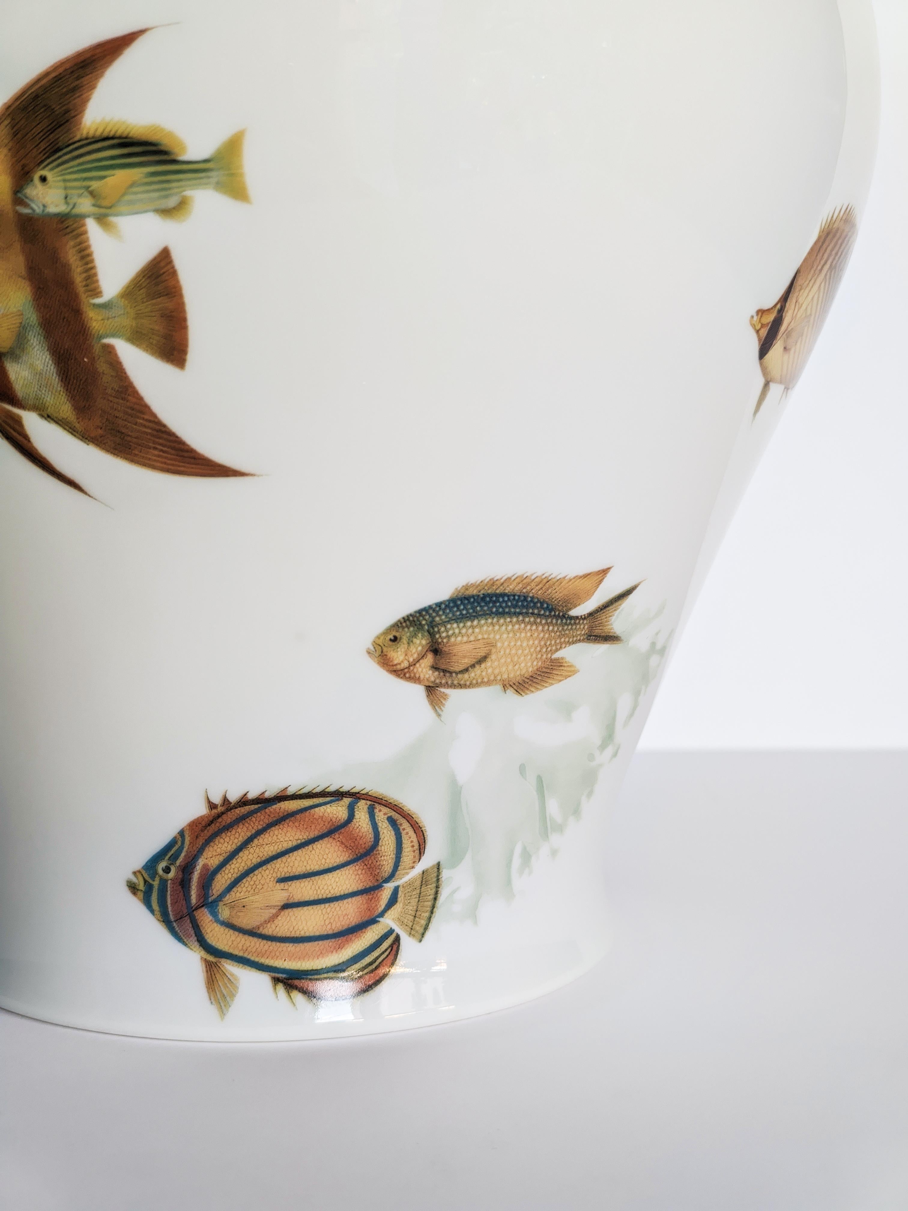 Italian Amami, Contemporary Porcelain Vase with Decorative Design by Vito Nesta For Sale