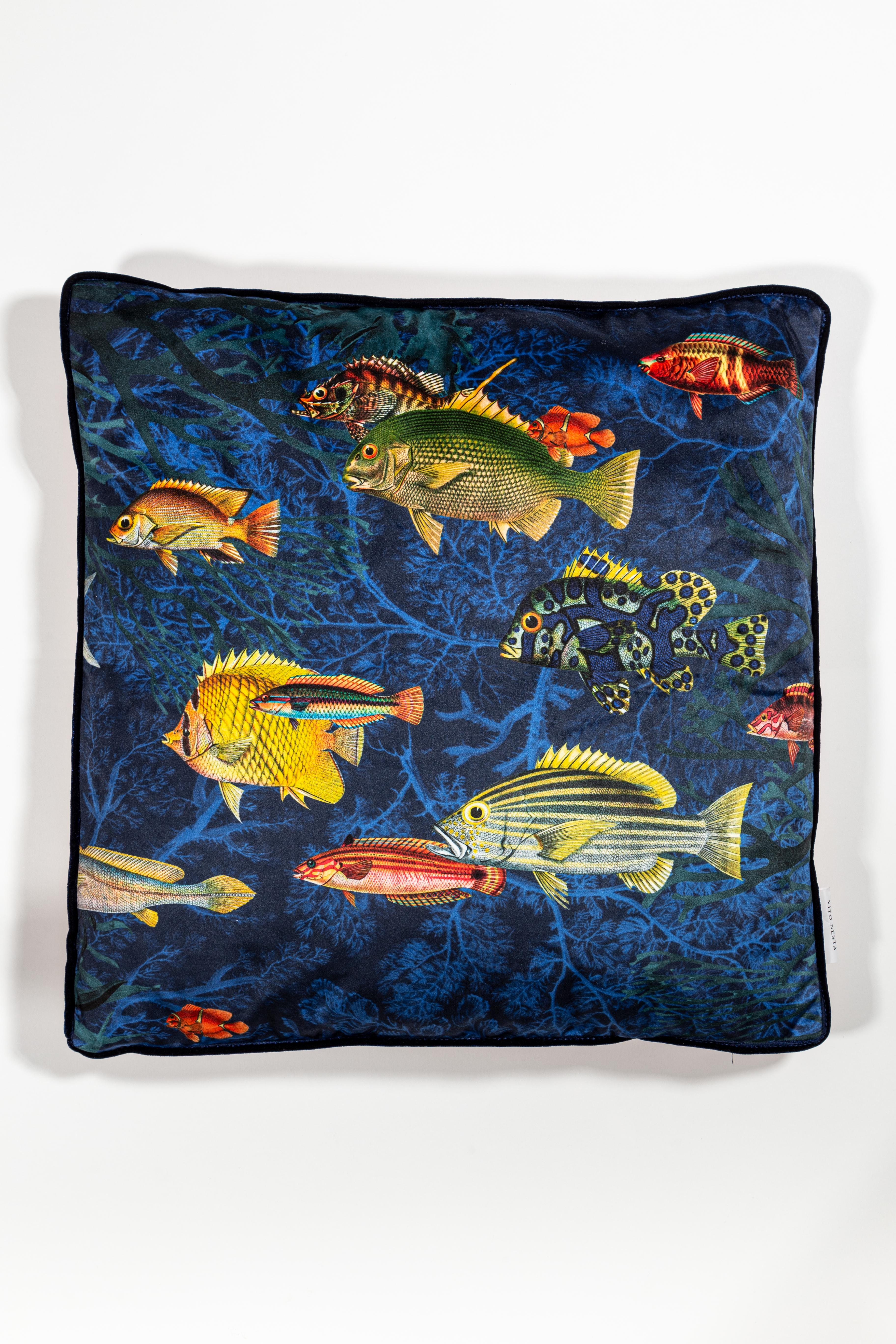 Amami, Contemporary Velvet Printed Pillow by Vito Nesta For Sale 3