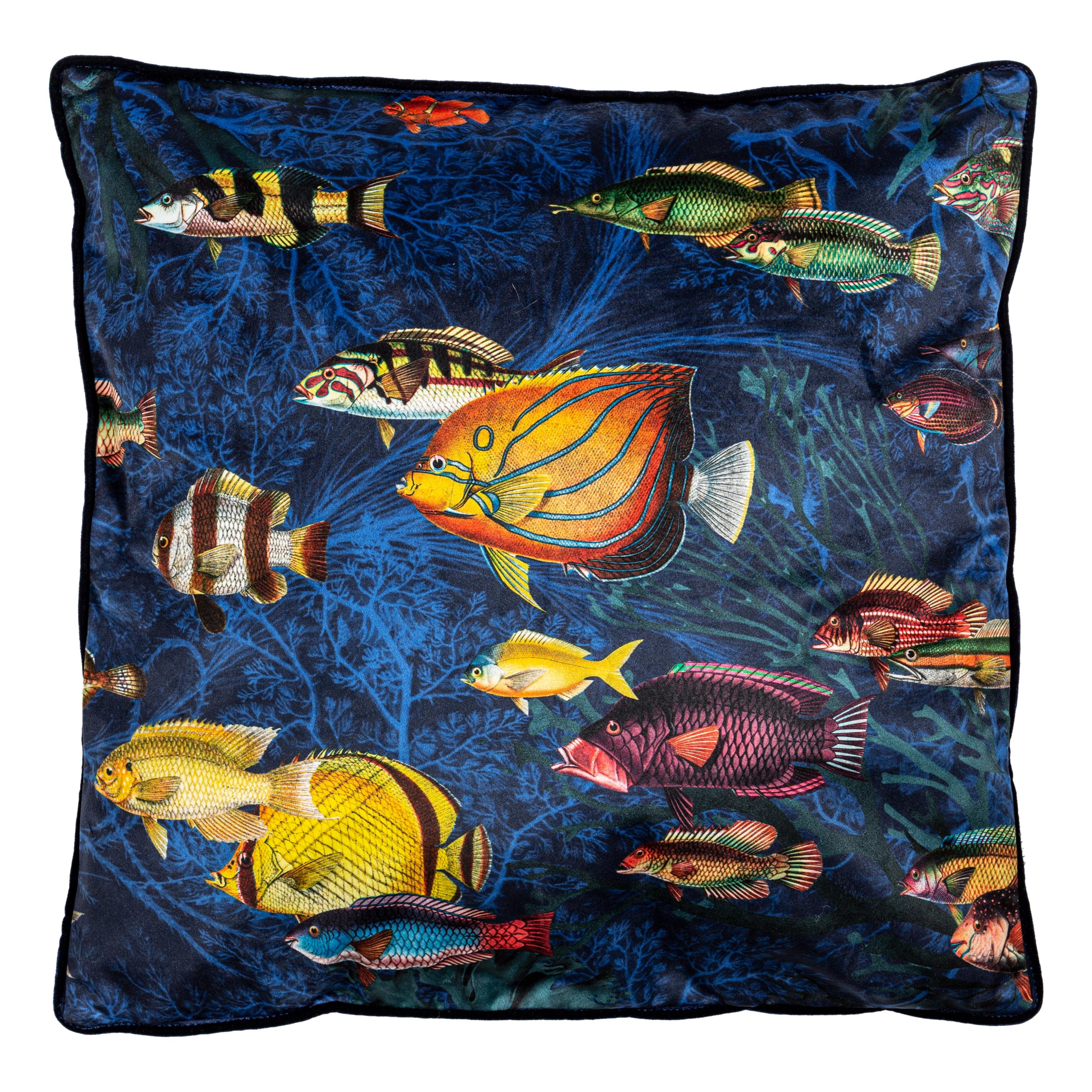 Amami, Contemporary Velvet Printed Pillow by Vito Nesta For Sale