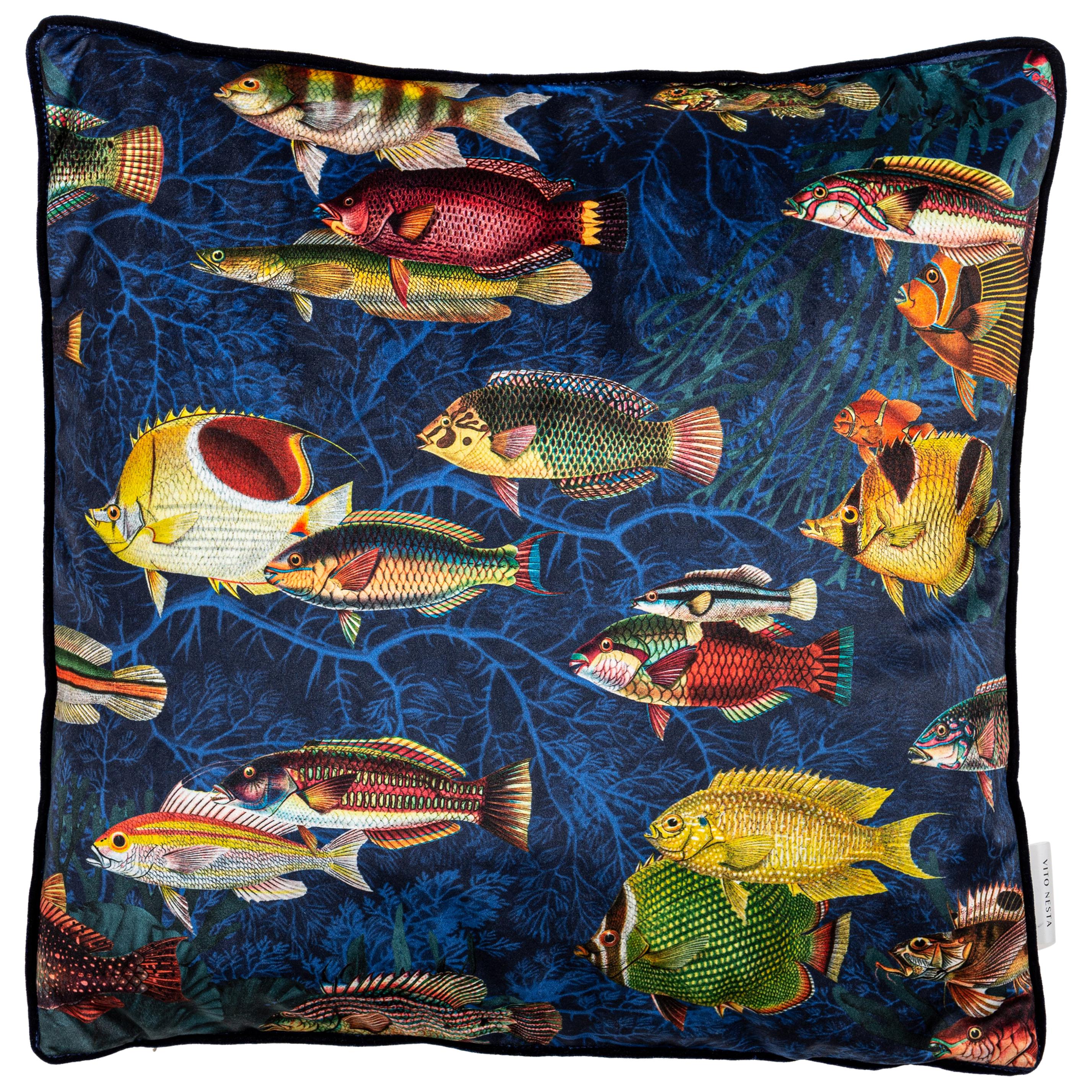 Amami, Contemporary Velvet Printed Pillow by Vito Nesta For Sale