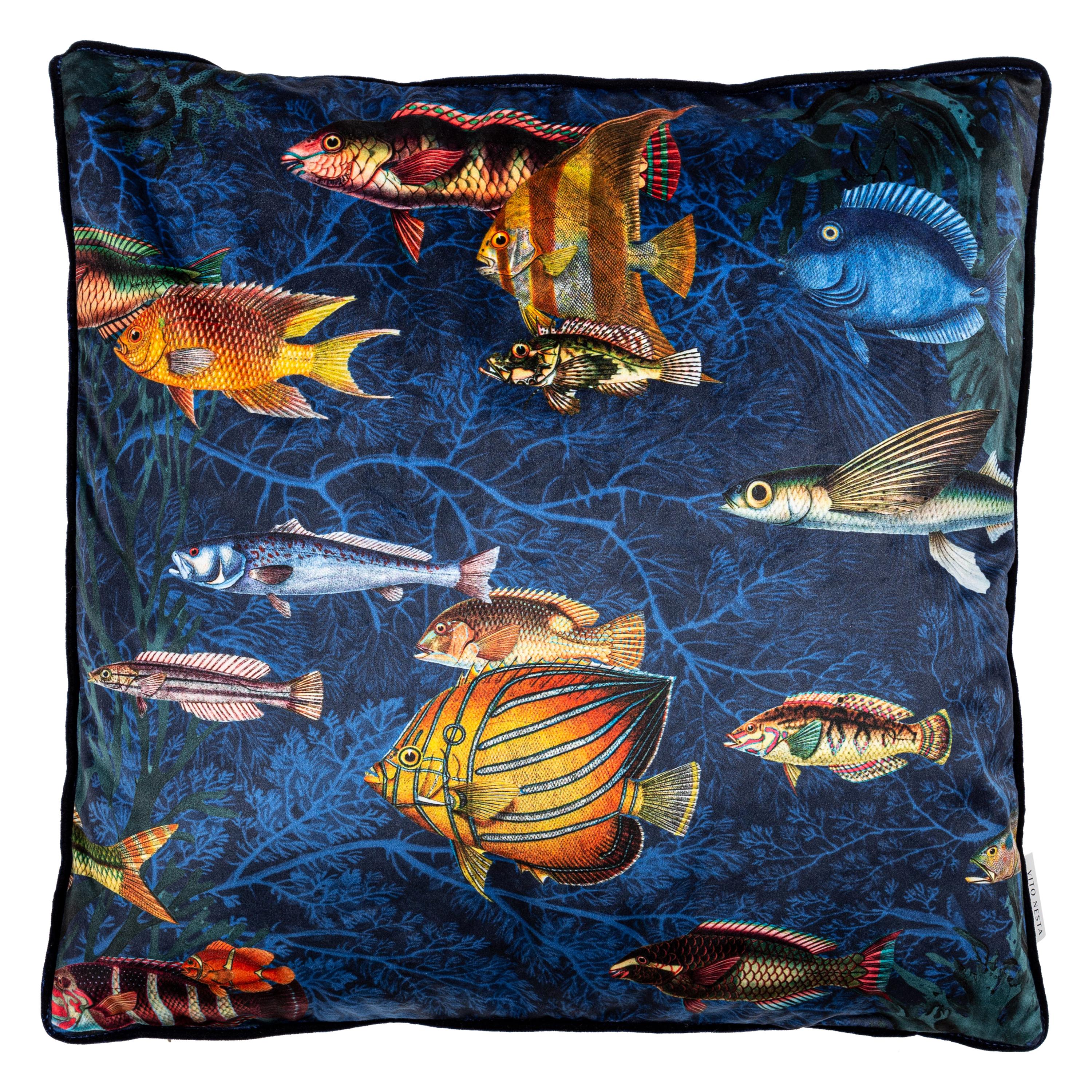 Amami, Contemporary Velvet Printed Pillow by Vito Nesta