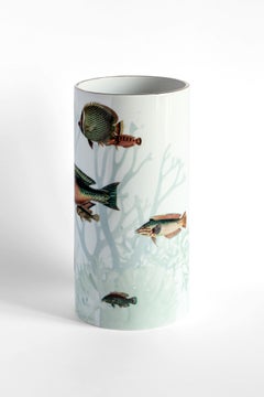Amami N.2, Contemporary Porcelain Vase with Decorative Design by Vito Nesta