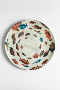 Amami, Six Contemporary Porcelain Dinner Plates with Decorative Design