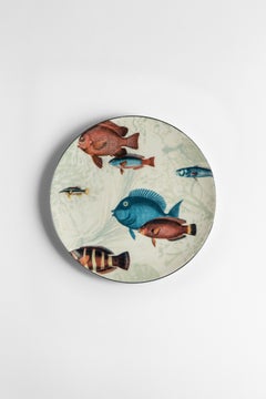 Amami, Six Contemporary Porcelain Dessert Plates with Decorative Design