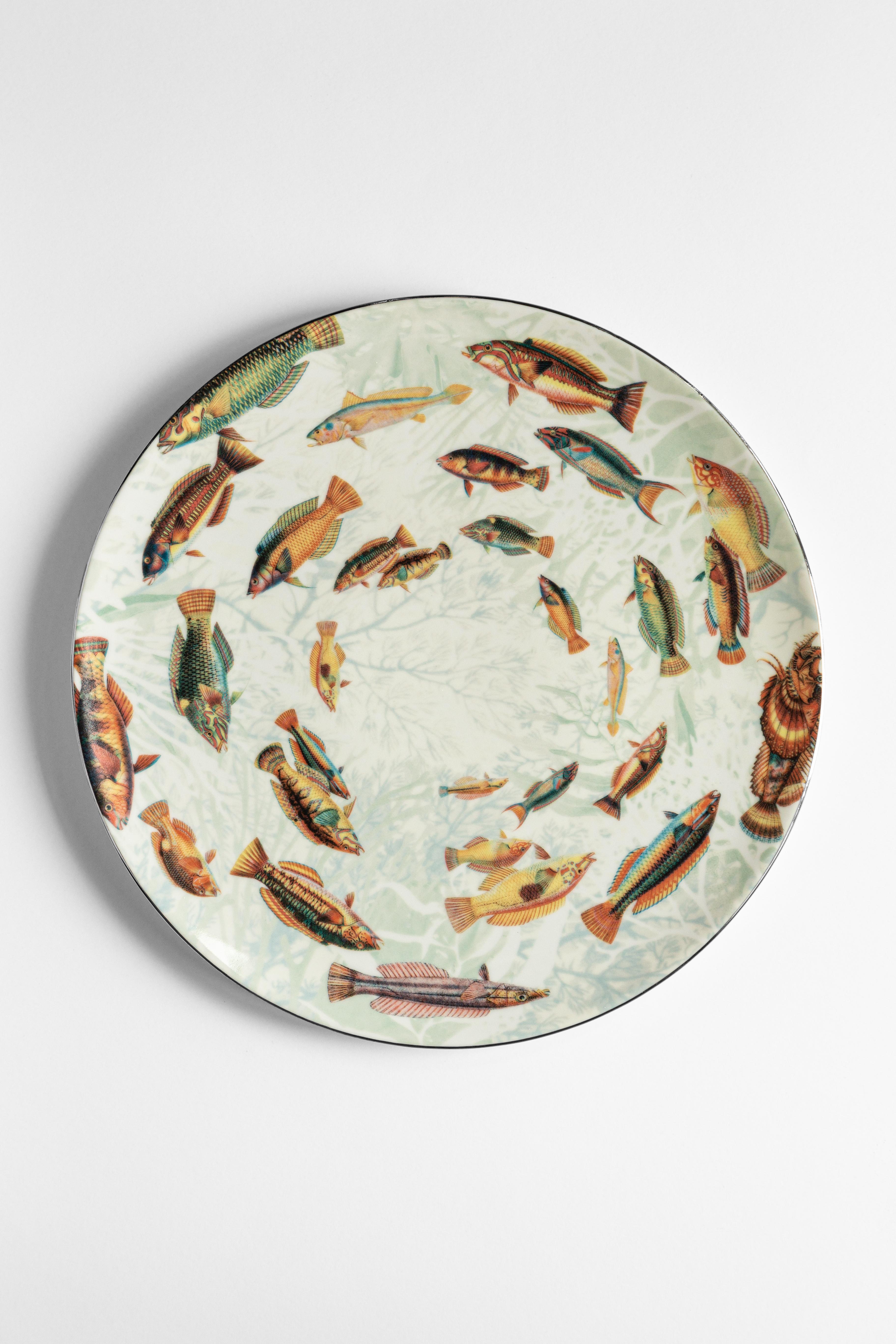 Amami, Seis Platos de Vajilla de Porcelana Contemporánea con Diseño Decorativo en venta 1
