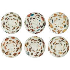 Amami, Six Contemporary Porcelain Dinner Plates with Decorative Design