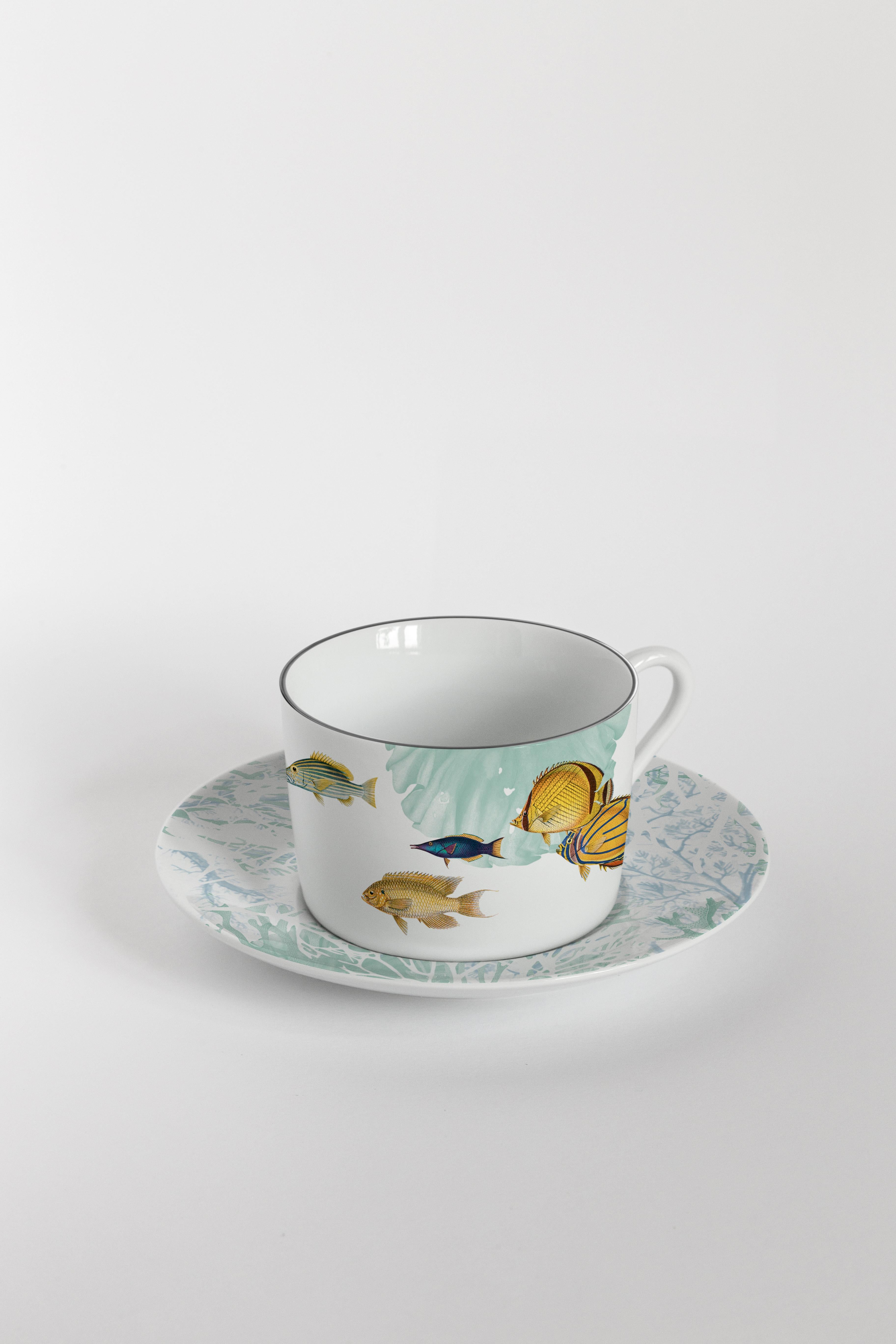 italien Amami:: Service à Thé avec Six Porcelaines Contemporaines avec Design Décoratif en vente