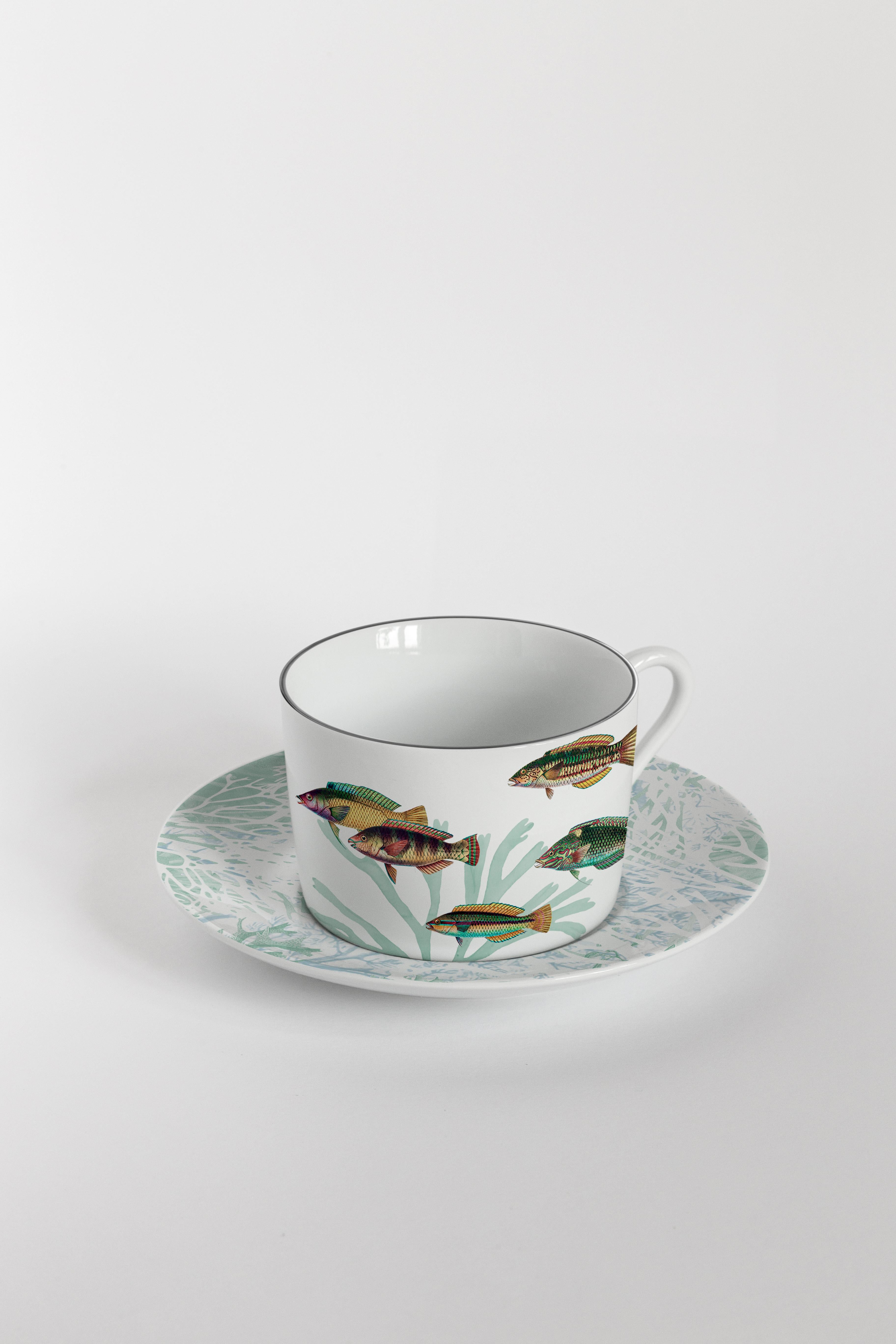 Amami:: Service à Thé avec Six Porcelaines Contemporaines avec Design Décoratif en vente 1