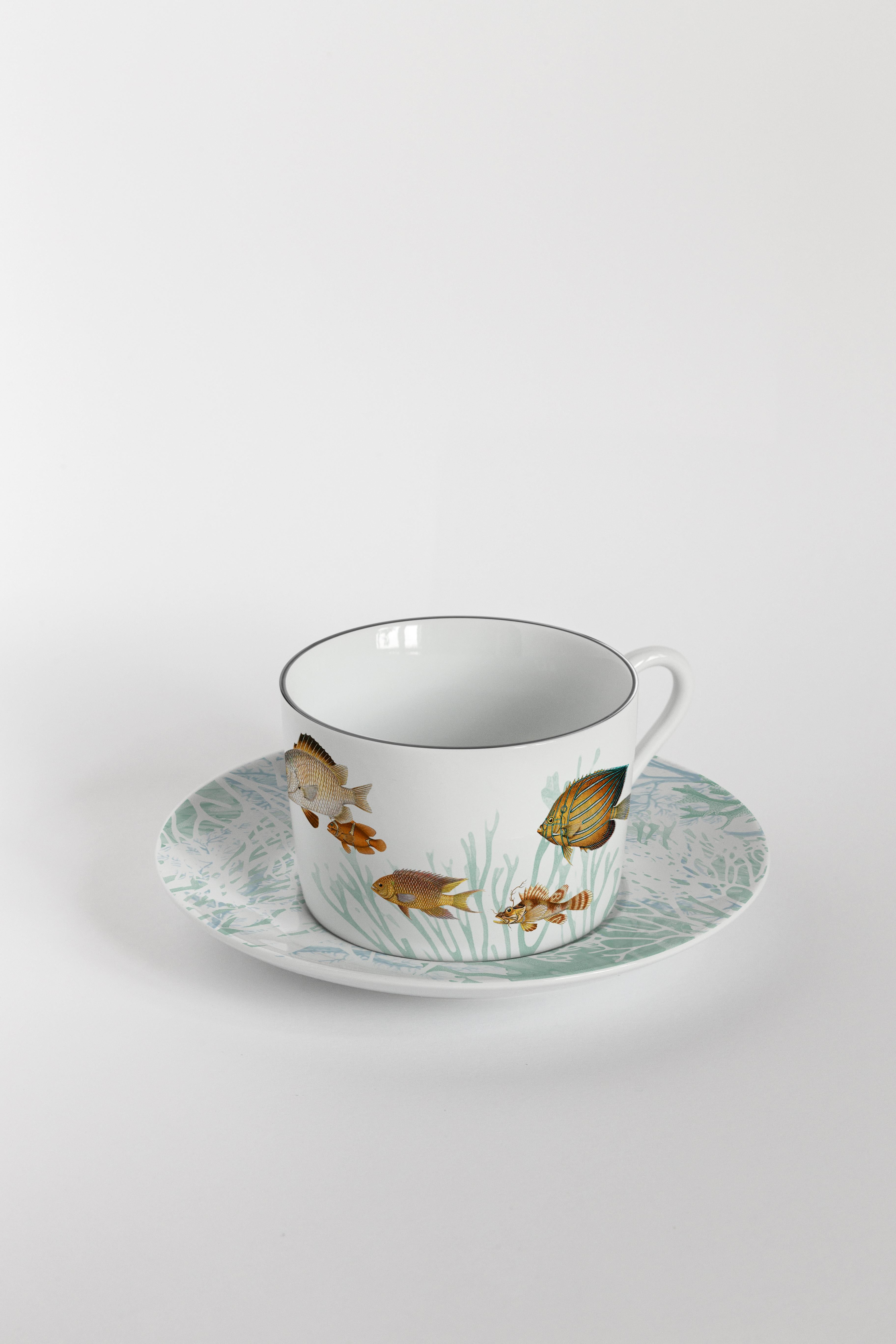 Amami:: Service à Thé avec Six Porcelaines Contemporaines avec Design Décoratif en vente 2