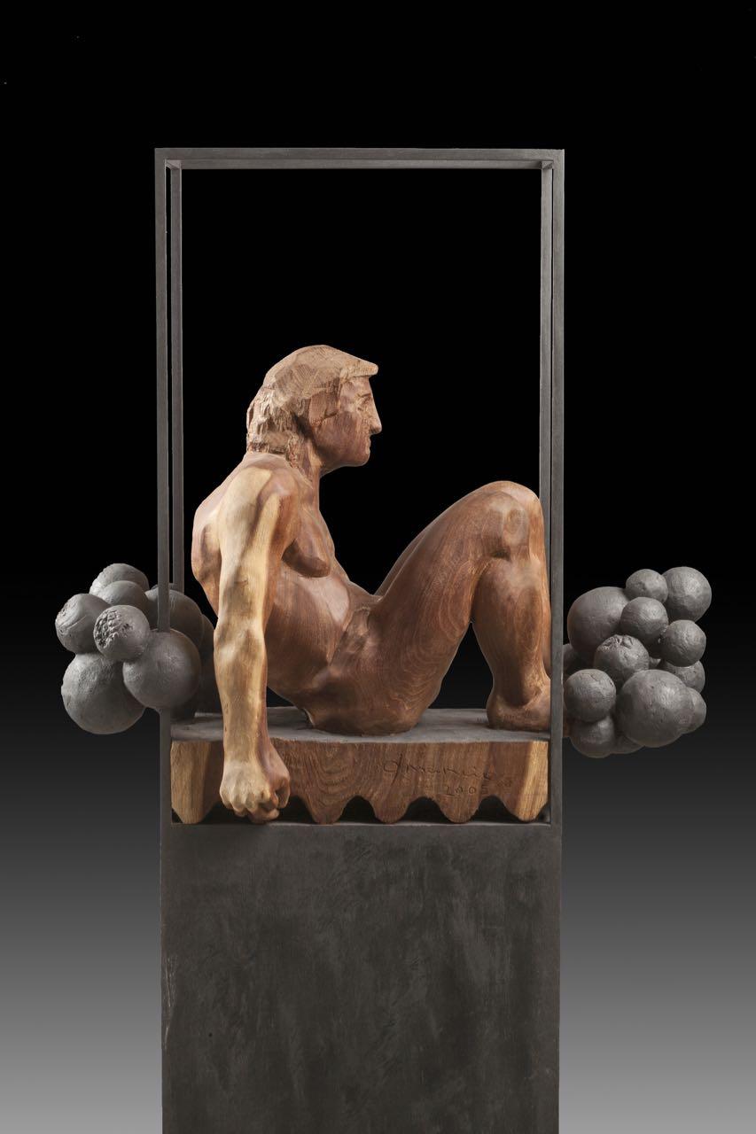Amancio   Niebla  Iron and Wood. original  sculpture - Contemporary Sculpture by Amancio González Andrés
